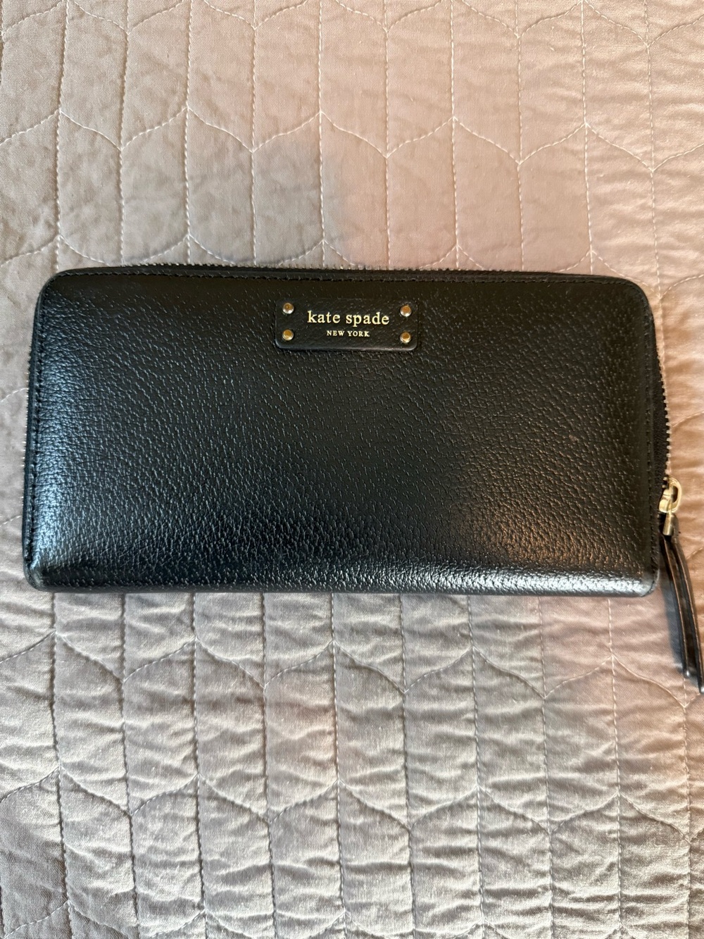Kate Spade Black Neda Grove Street Zip Around Wallet